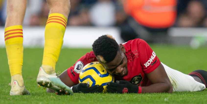 Поля Погба игрок «Манчестер Юнайтед» из-за травмы пропустил несколько матчей