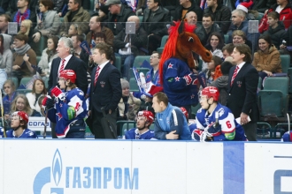 Конь-огонь подобрался к скамейке СКА